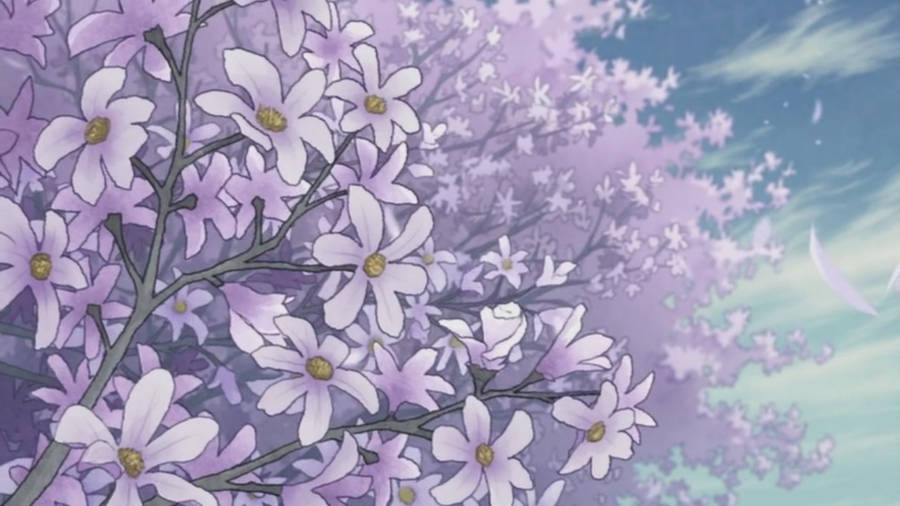 Anime Aesthetic Lavender Flowers Wallpaper