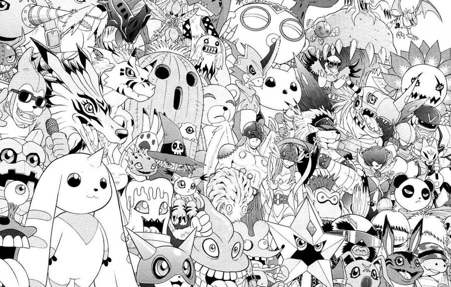 Anime Art Black And White Digimon Assemble Wallpaper