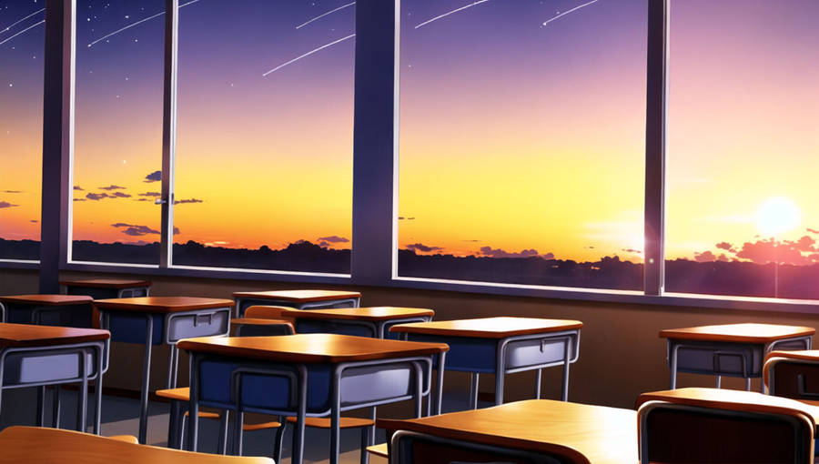 Anime Classroom Meteor Shower Wallpaper