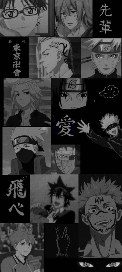 Anime Collage Black And White Pfp Wallpaper