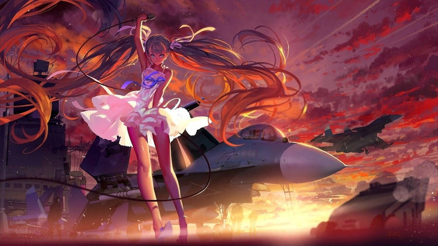 Anime Dance Ballerina With Sunset Wallpaper