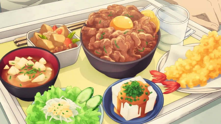 Anime Delicious Feast Spread Wallpaper