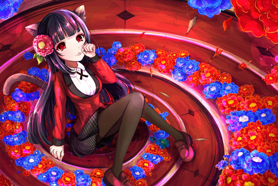 Anime Girl Among Flowers Wallpaper