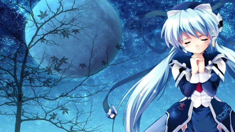 Anime Girl Closing Eyes Nightcore Wallpaper