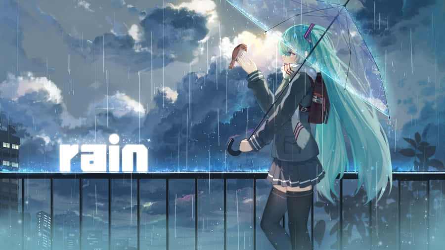 Anime Girl Enjoying Rain Wallpaper