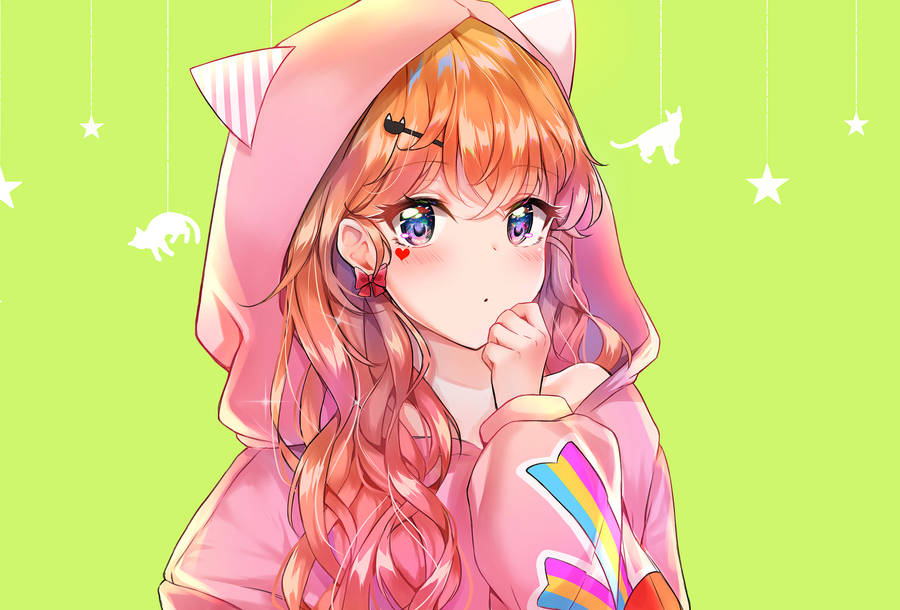 Anime girl pink hoodie sale