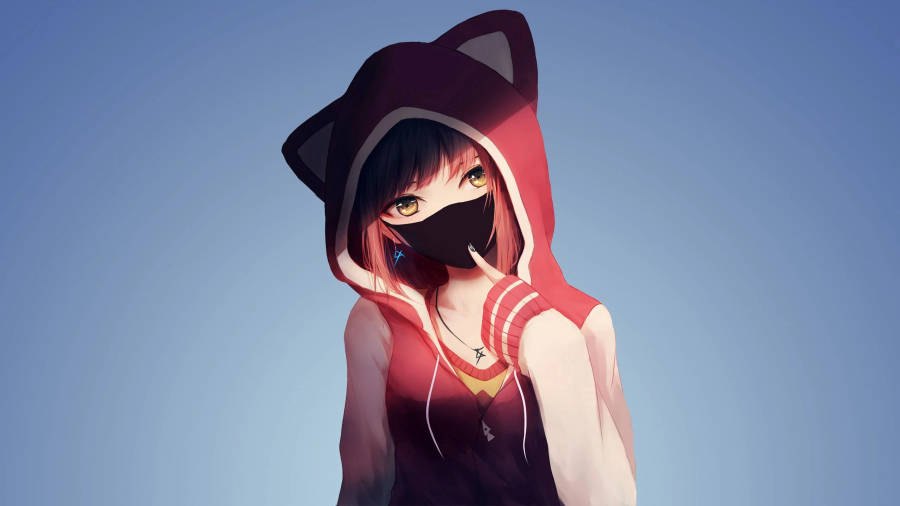 Cool anime girl with hoodie best sale