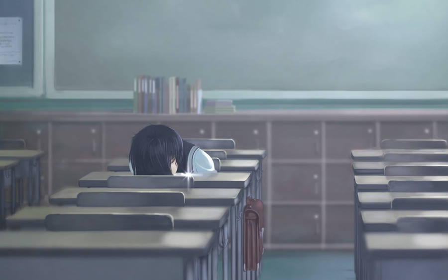 Anime Girl In A Classroom Wallpaper