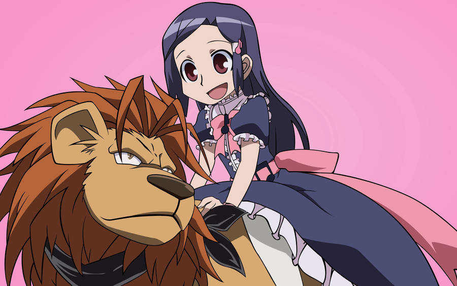 Anime Girl Riding Lion Wallpaper