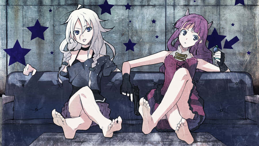 Anime Girls Maiko Hakaine And Ia Feet On Table Wallpaper