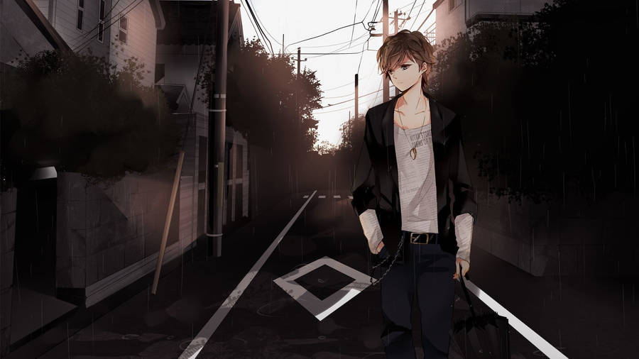 Anime Guy In Japanese Street Nightcore Wallpaper