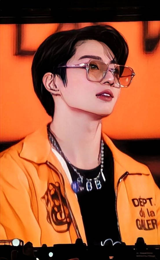 Anime Jungkook Orange Aesthetic Phone Wallpaper