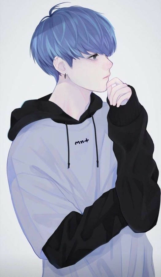 Anime Jungkook With Blue Hair Wallpaper