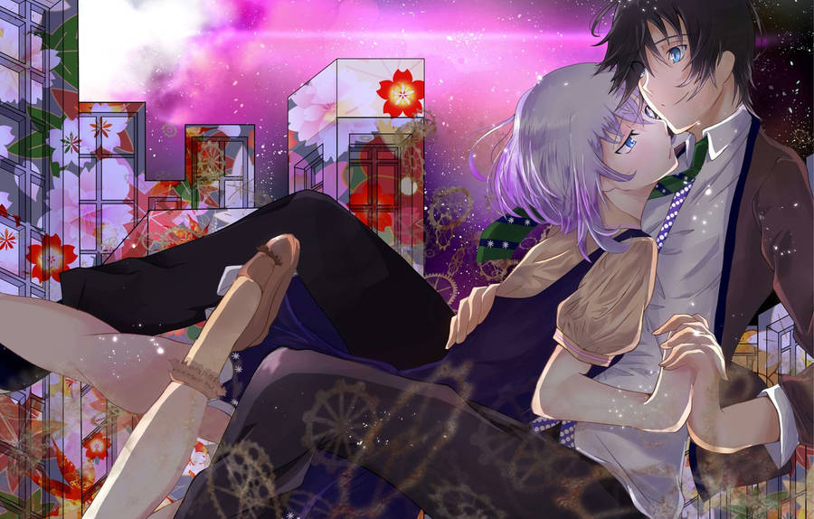Anime Love Couple Hugging Wallpaper