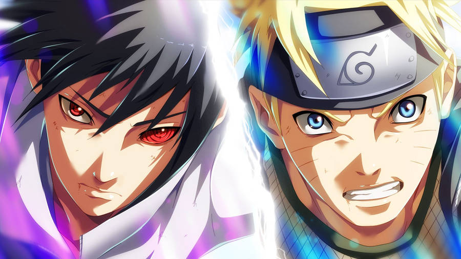 Anime Naruto And Sasuke With Sharingan Eye Wallpaper