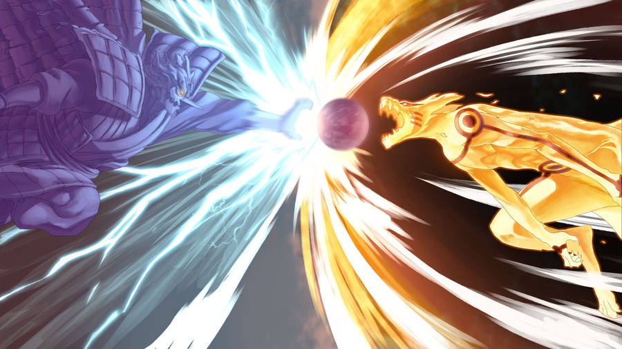 Anime Naruto Kurama Versus Sasuke Suppress Beast Wallpaper
