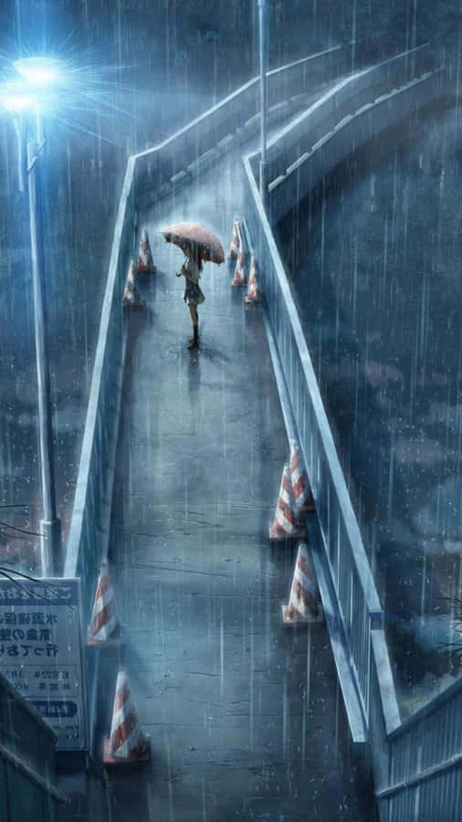 Anime Rainy Overpass Scene Wallpaper