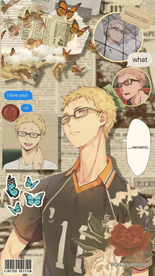 Anime's Charismatic Enigma - Kei Tsukishima, Showcased In A Captivating Magazine Poster Wallpaper