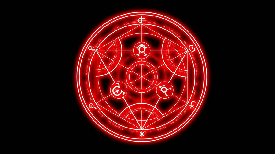 Anime Symbols Full Metal Alchemist Transmutation Circle Neon Red Wallpaper