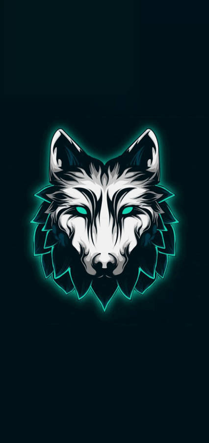 Anime Symbols Neon Blue Wolf Art Wallpaper