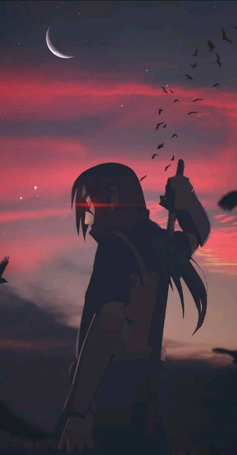 Anime Uchiha Itachi Pfp Sharingan Twilight Moon Wallpaper