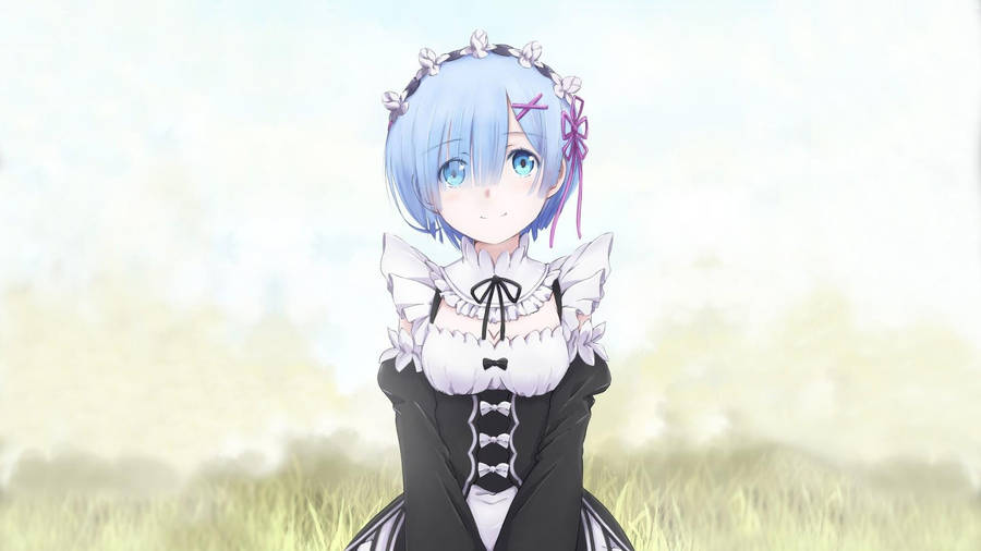 Anime Waifu Re Zero Rem Maid Outfit Wallpaper