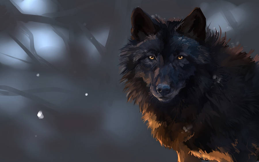 Anime Wolf Black Aesthetic Painting Wallpaper