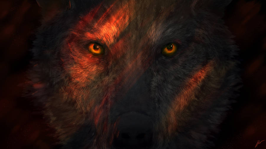 Anime Wolf Eyes Orange Aesthetic Wallpaper