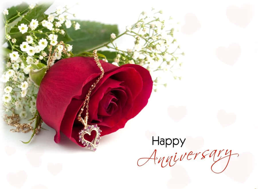 Anniversary Rose With Heart-shaped Necklace Wallpaper