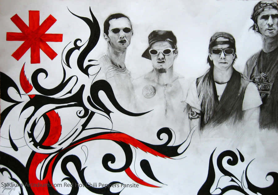 Anthony Kiedis, Flea, And Chad Smith Of The Red Hot Chili Peppers Rock The Stage Wallpaper