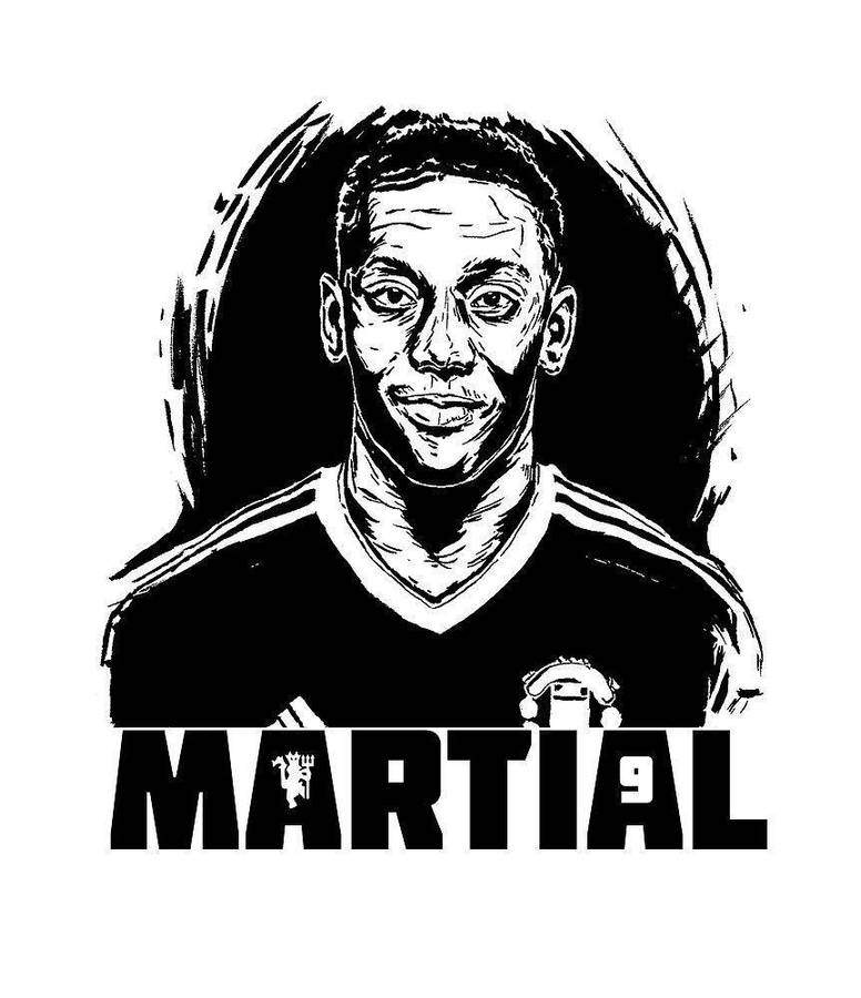 Anthony Martial Black White Fanart Wallpaper