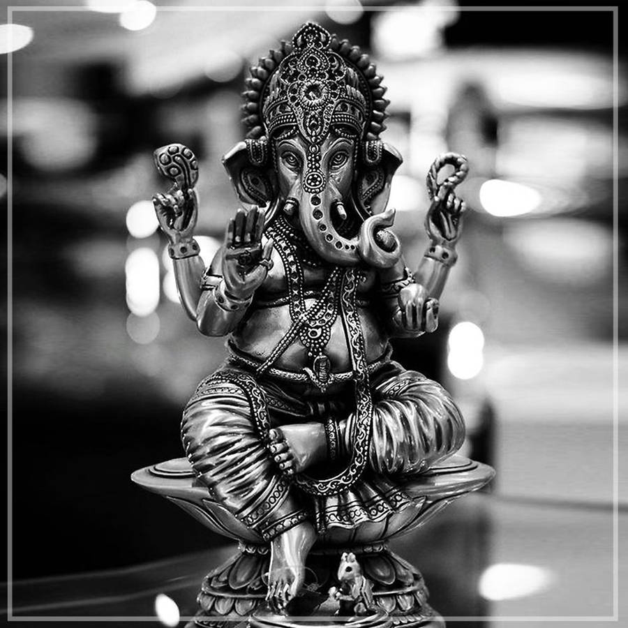 Antique Ganesh Black And White Wallpaper