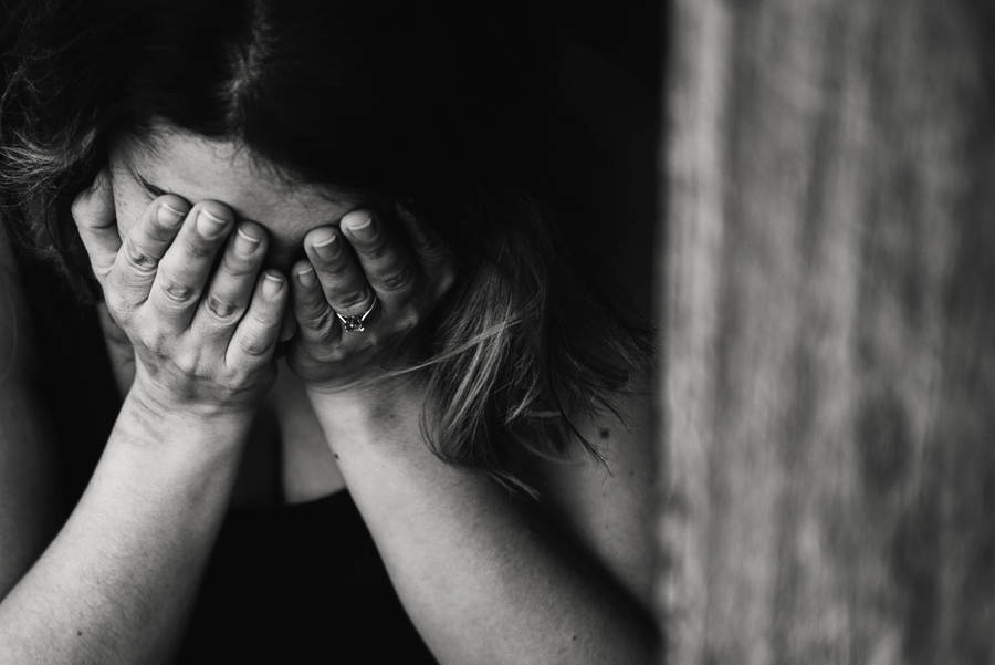 Anxious Girl In Grayscale Wallpaper