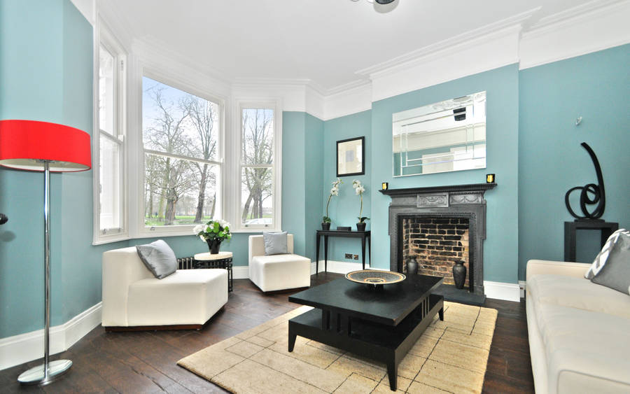 Apartment With Pastel Blue Wall Wallpaper