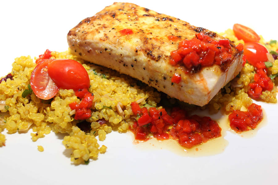 Appetizing Halibut Couscous Dish Wallpaper