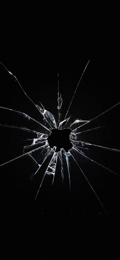 Apple Logo Broken Glass Iphone Dark Wallpaper