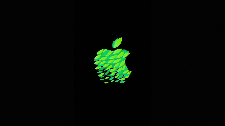 Apple Logo Green Leaves Wallpaper