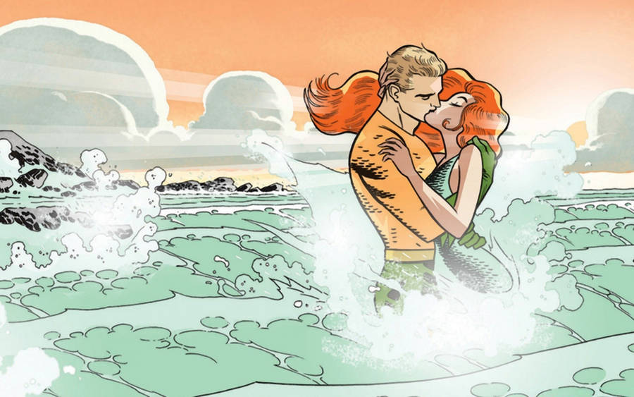 Aquaman And Mera Kissing Wallpaper