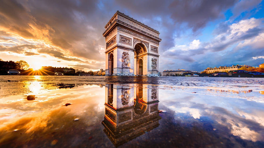 Arc De Triomphe Blue And Orange Wallpaper