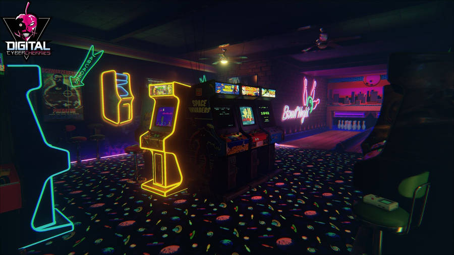 Arcade Neon Outline Wallpaper