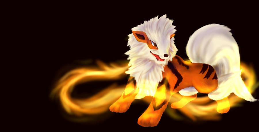 Arcanine 3d Surrounded Flames Wallpaper