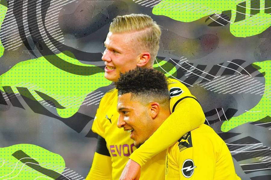 Archaf Hakimi And Erling Haaland Bvb Players Wallpaper