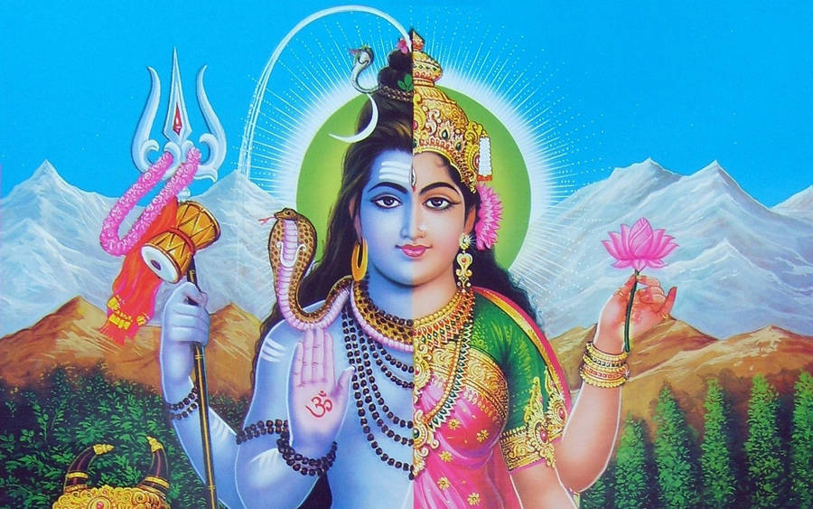 Ardhanarishvara Shiva Parvati Art Wallpaper