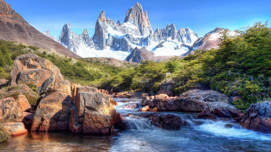 Argentina Fitz Roy Stream Wallpaper