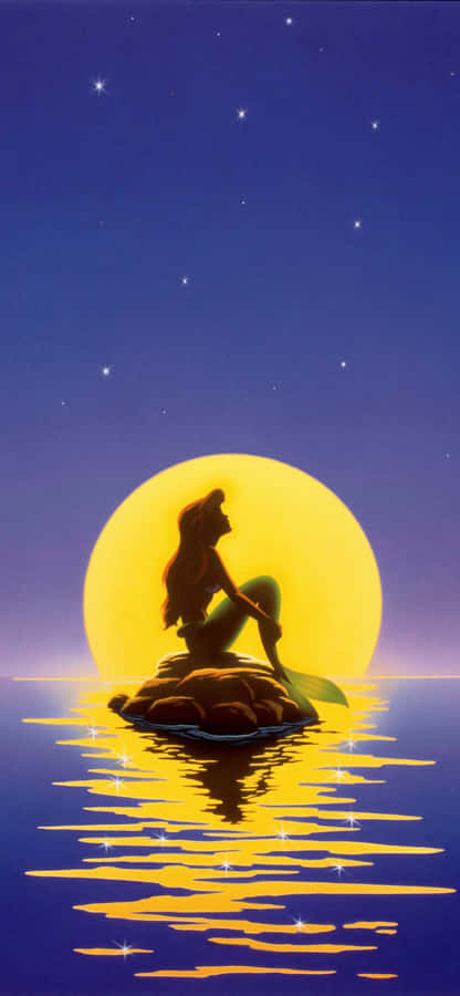 Ariel, The Little Mermaid, Admiring Her Reflection In The Water. Wallpaper