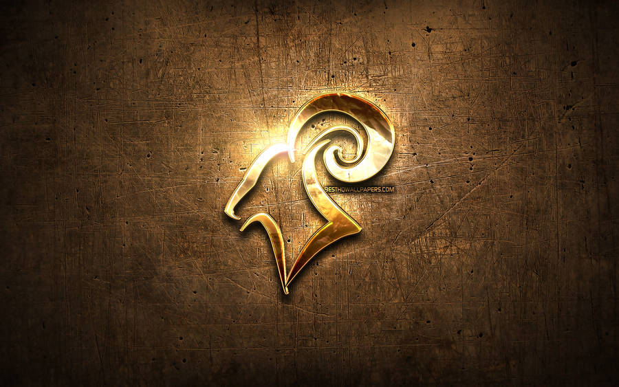 Aries Aesthetic Brown And Gold Wallpaper