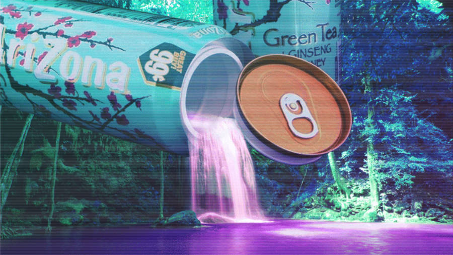 Arizona Waterfall Vaporwave Desktop Wallpaper