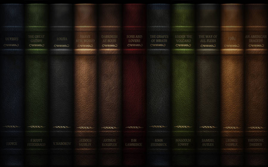 Arranged Old Book Cover Dark Wallpaper