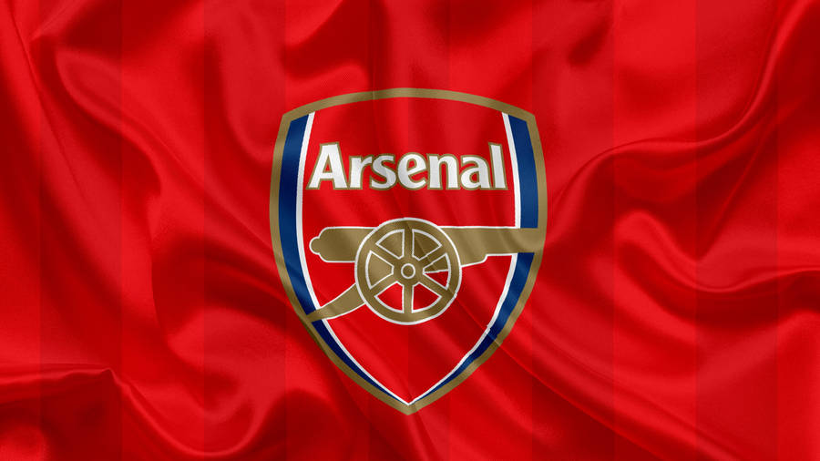 Arsenal Flag On Red Silk Wallpaper