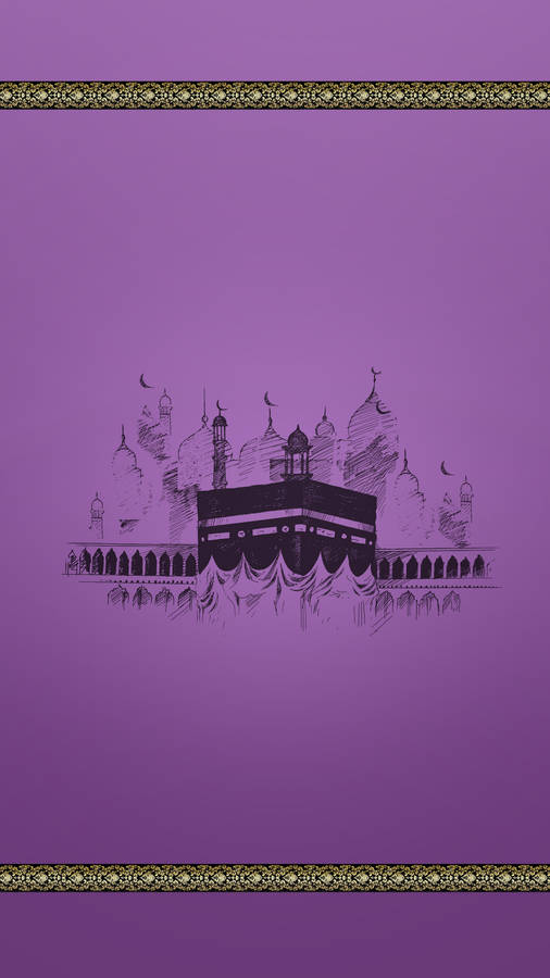 Art Illustration Kaaba Violet Wallpaper